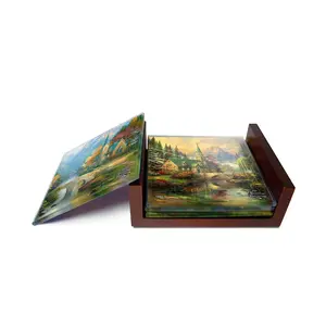 Trend Setters SPCSTR890 Thomas Kinkade Inspirational Prints StarFire Prints Glass Coaster Set
