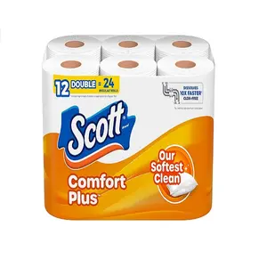 Scott ComfortPlus Toilet Paper, 12 Double Rolls, 231 Sheets per Roll, Septic-Safe, 1-Ply Toilet Tissue, Kitchen Wipes