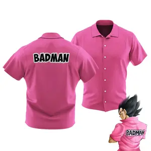 DBZ Vegeta Badman Shirt PINK Too Hot For The Beach – Anime Hawaiian Shirt