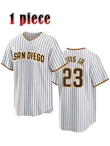 Men's Letter & Figure Embroidery Button Front Baseball Jersey, Loose Casual Sporty Short Sleeve V Neck T-Shirt for Daily Wear, Men's Baseball Jersey for All Seasons, Jersey Shirts, Sports Top