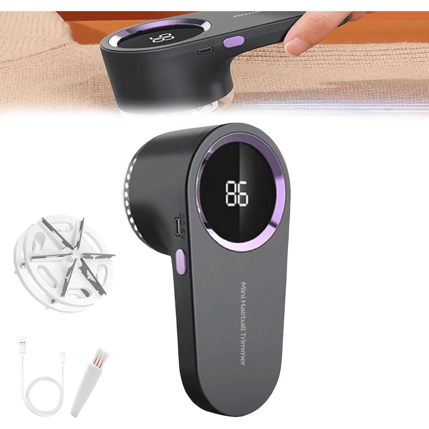 Household Fabric Shaver - USB Rechargeable Lint Remover Tool, Portable Mini Lint Cleaner for Clothes with LED Display, Home & Festive Party Bag Gift Option