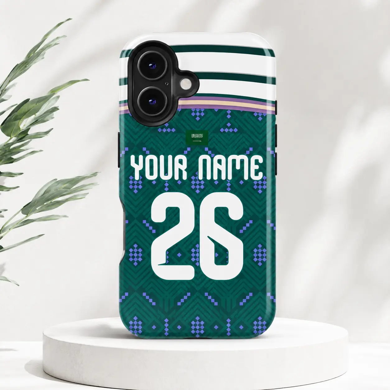 Custom Saudi Arabia Soccer Phone Case, Personalized Phone Case with Name and Number, Protective Phone Cover