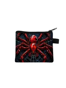 Red spider pattern full print coin purse