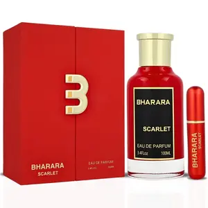 Bharara Scarlet Unisex Eau de Parfum 3.4 oz 100 ml - Red Bottle & Gold Accents Perfume for Men & Women