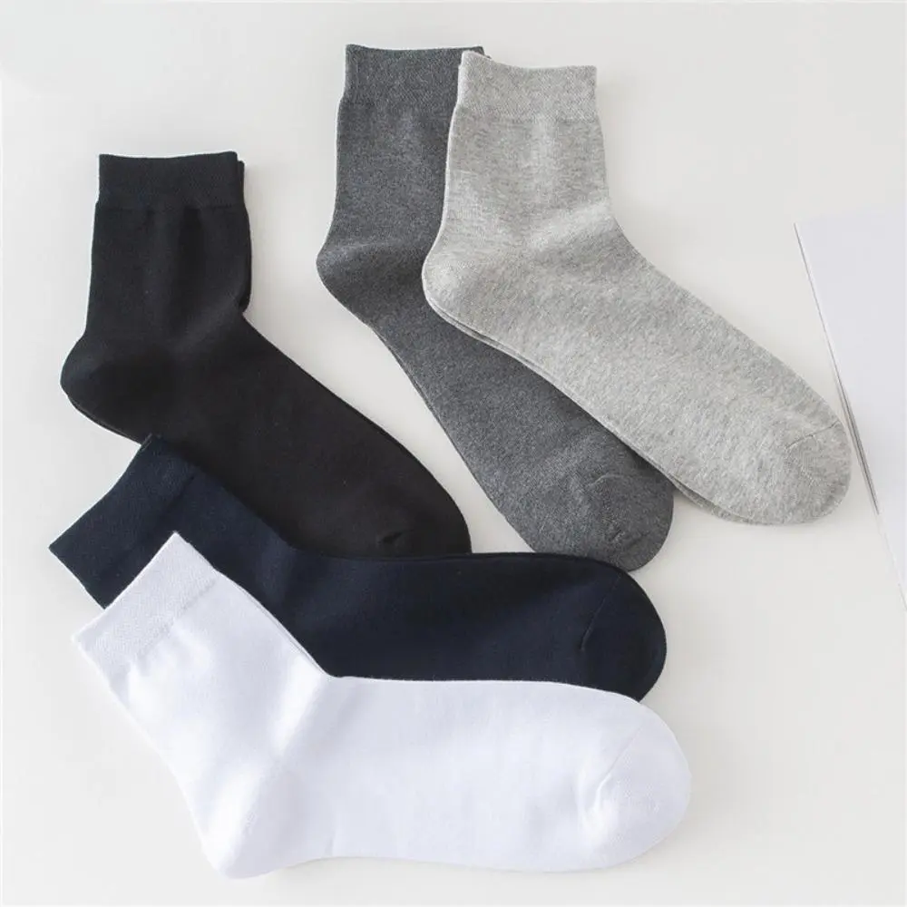 Women's Plain Cotton Socks - 5 Pairs New Arrivals, Novel Styles, Black Business Design, Gentle Airy Fabric, Ideal for Spring & Autumn Professional Daily Dressing, Assorted Color Mid-Calf Socks, Menswear