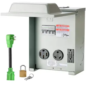 ETL Listed RV Temporary Power Outlet Panel with Breaker, with 20, 30, 50 Amp RV Receptacle, RV Electrical Outlet Breaker Panel for RV, Camper, Travel Trailer