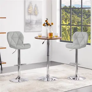 Yaheetech Bar Stools Set of 2, Modern Adjustable Kitchen Island Chairs, PU Leather Swivel Counter Stools for Bar, Kitchen Counter