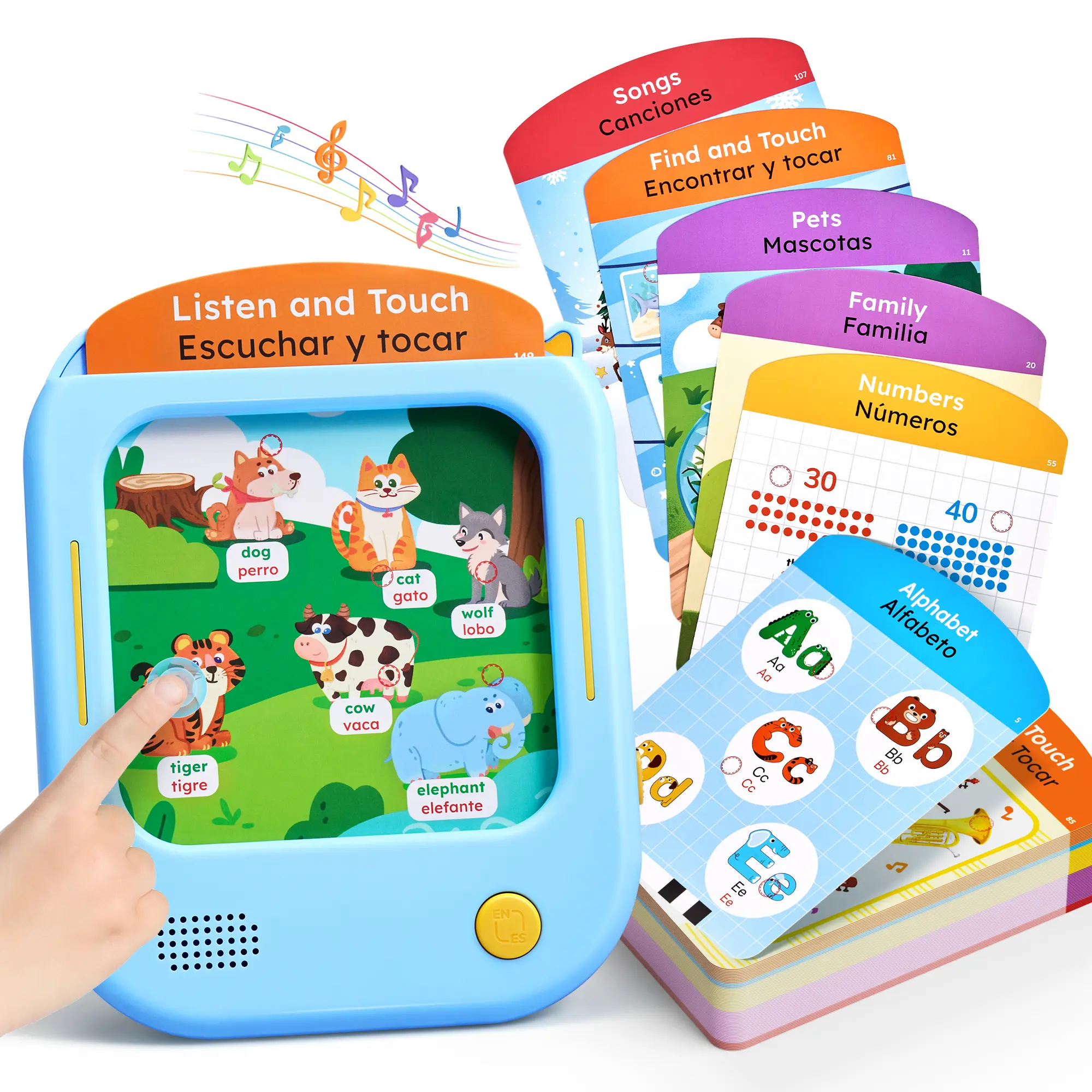 JoyCat Bilingual Kids Learning Tablet with 106 Spanish-English Talking Flashcards, 20 Interactive Games, Montessori Educational Toy for Alphabet, Words, Numbers, Colors, Songs, Animals (Ages 2-6 Gifts), Toys summerwins