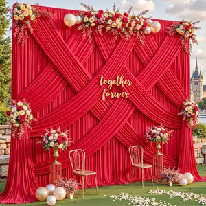 4 x 10FT Backdrop Curtains for Graduation Decorations Polyester No-Wrinkle Drapes for Baby Shower Party  Birthday Wedding Photography, Easy Hang and DIY 6 /10Panels