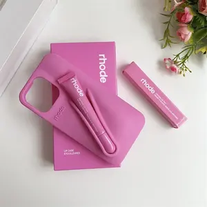 Rhode Elegant Silicone Phone Case with Built-In Lip Gloss Holder, Compatible with iPhone 11 12 13 14 15 16 17 Pro Max