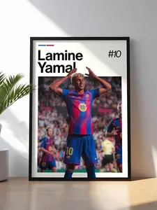 Lamine Yamal Poster Football Wall Art Framed Soccer Print Sports Decor Rising Star Artwork Lamine Yamal