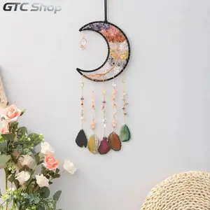 Crystal Tree of Life Dream Catcher, Handmade Wall Hanging with Moon & Large Agate Pendant, Elegant Home Room Decor, Exquisite Creative Ornament, Perfect Christmas Gift for Friends