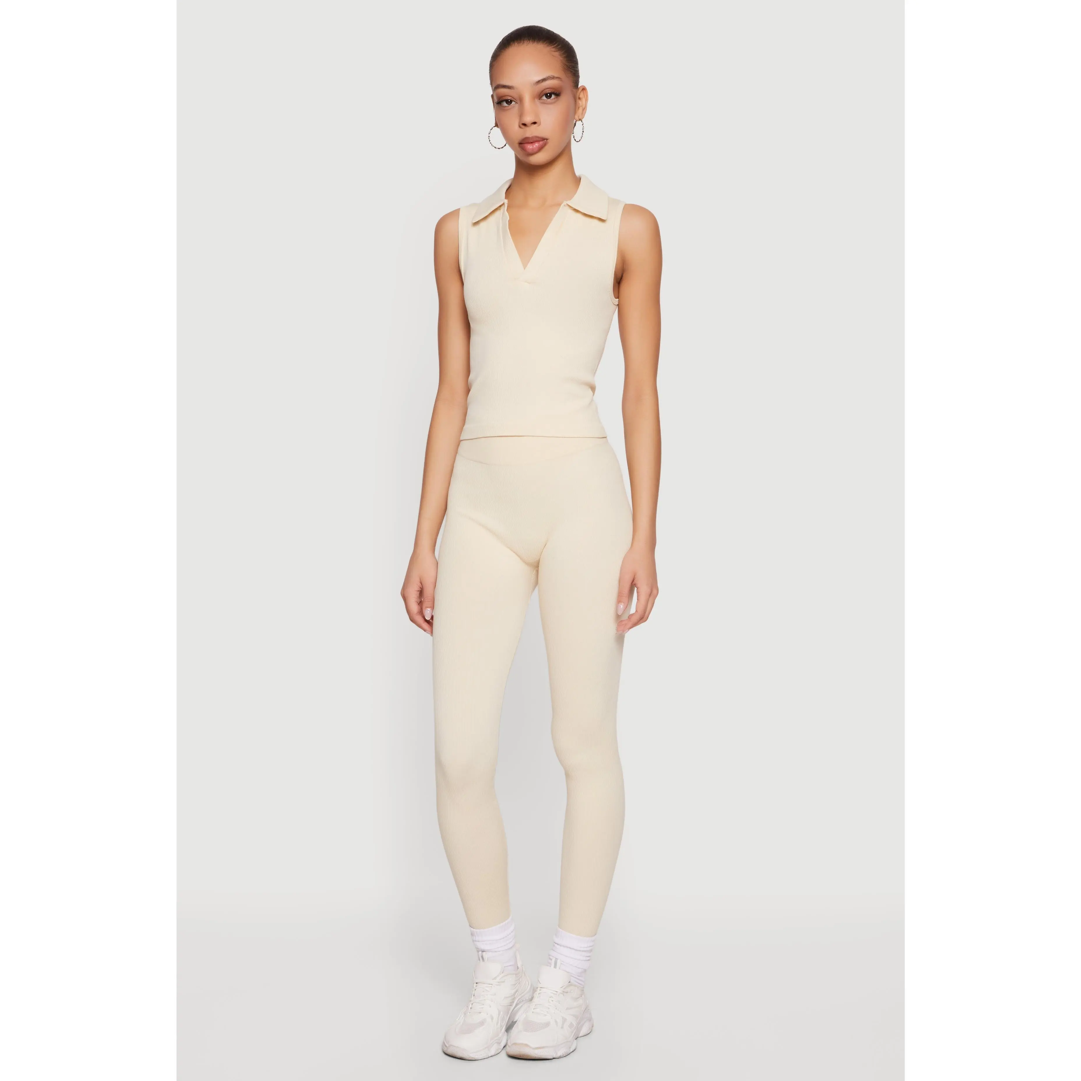 High Waisted Seamless Compression Rib Leggings
