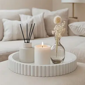 2026 Decorative Coffee Table Tray, Round Tray, Modern Wave Design, Home Living Room, Dining Room, Kitchen, Bathroom Decor, Multi-Functional Tray