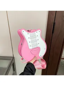 Creative Guitar-Shaped Backpack, Dual-Color Design, Cute Sweetheart Style, Ideal Gift for Music Lovers and Students