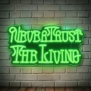 Wall-mounted "Never Trust The Living" Acrylic Engraved Neon Light | Home Lighting, USB Powered Dimmable, Perfect for Halloween Parties, Dark-The Bars, Quiet Bars, Instagrammable Shops, Dark-Style Store Atmosphere Decoration