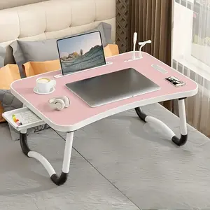 Folding desk, a small fan, a small lamp, table with USB port, table with card slots, cup slots, small drawers,  lightweight foldable table, bedroom, living room, camping