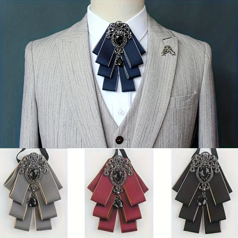Unisex Casual Elegant Tie Set - 3-Piece Woven Polyester Necktie, Pre-Tied Bowtie & Boutonniere for Weddings & Events