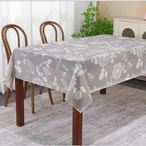 Heavy Duty Vinyl Lace Tablecloth Floral Design Waterproof Oil Proof Stain Resistant Wipeable Rectangle Square Cover for Indoor Outdoor Use