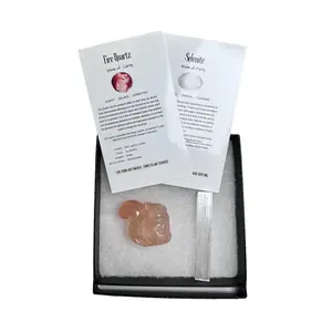 Fire Quartz Crystal Squirrel Gift Set with Selenite Stone and Information Cards Metaphysical Properties Crystal Healing Stone of Clarity Reiki Palm Stone/Pocket Stone