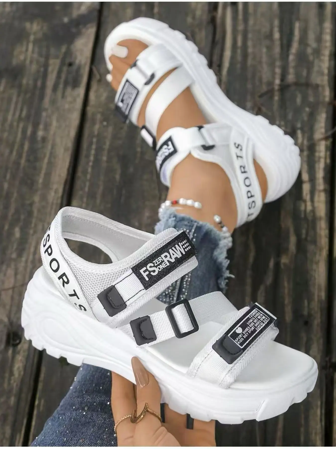 Women's Wedge Platform Sandals with Buckle Straps, Casual Daily Shoes, Strappy Sandals, Summer Sports Shoes for Outdoor Wear, Fashionable Wedge Sandals