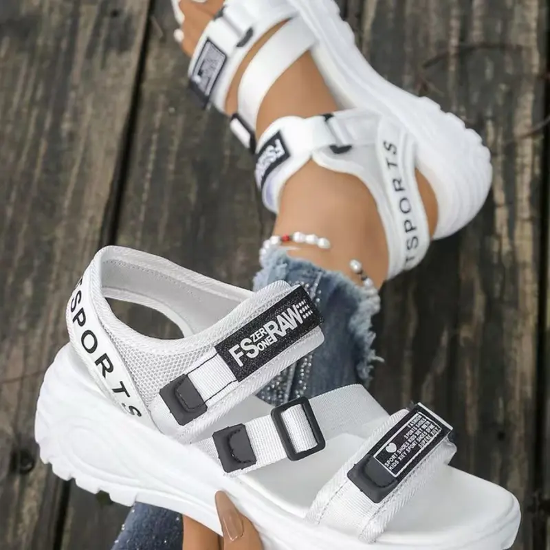 Women's Wedge Platform Sandals with Buckle Straps, Casual Daily Shoes, Casual Stylish Footwear, Strappy Sandals, Summer Sports Shoes for Outdoor Wear