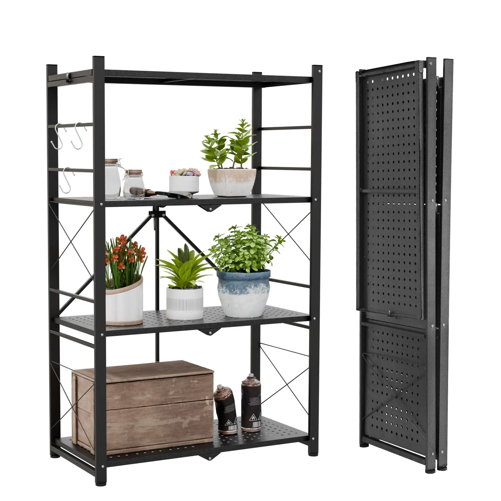 Foldable Greenhouse Shelving, 4-Tier Plant Stand, 2 Pack