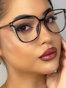 Fashionable Large Square Frame Eyeglasses, Stylish Square Frames, Anti-blue Light Eyeglasses for Women & Men, Fashion Eyeglasses for Work, Daily Clothing Decor, Perfect for Student Daily Use, Square Frame Eyewear