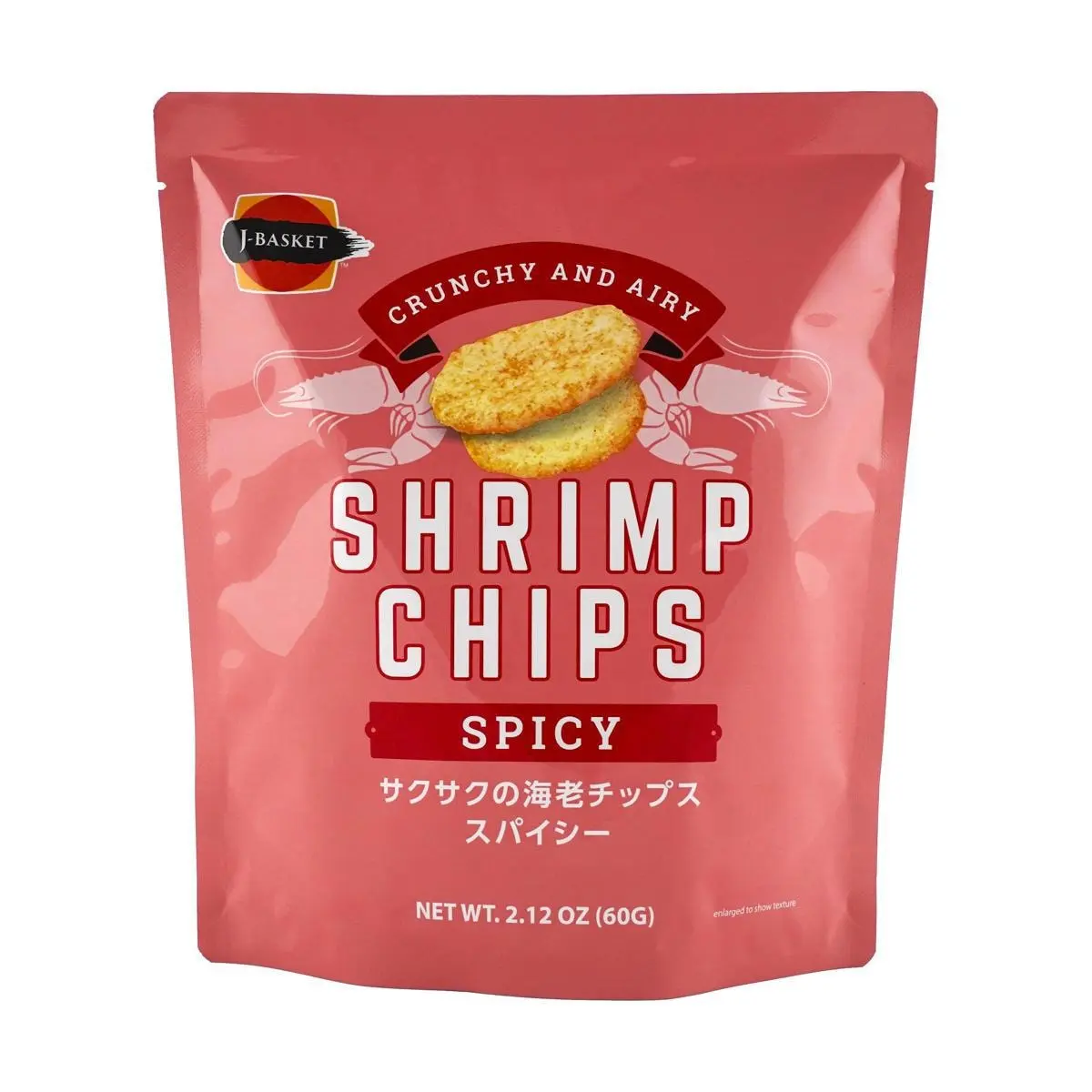 J-BASKET Spicy Shrimp Chips - Authentic Japanese Snack, 60g Crispy Prawn Crackers