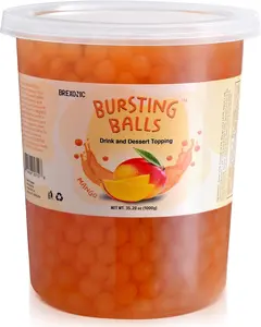 BREXONIC Popping Boba Pearls Bursting Tea Balls Drink & Dessert Topping Strawberry Mango Blueberry Passion Fruit Flavored Bubble Tea Tapioca Pearls (Mango, 2 LB 1 Pack)