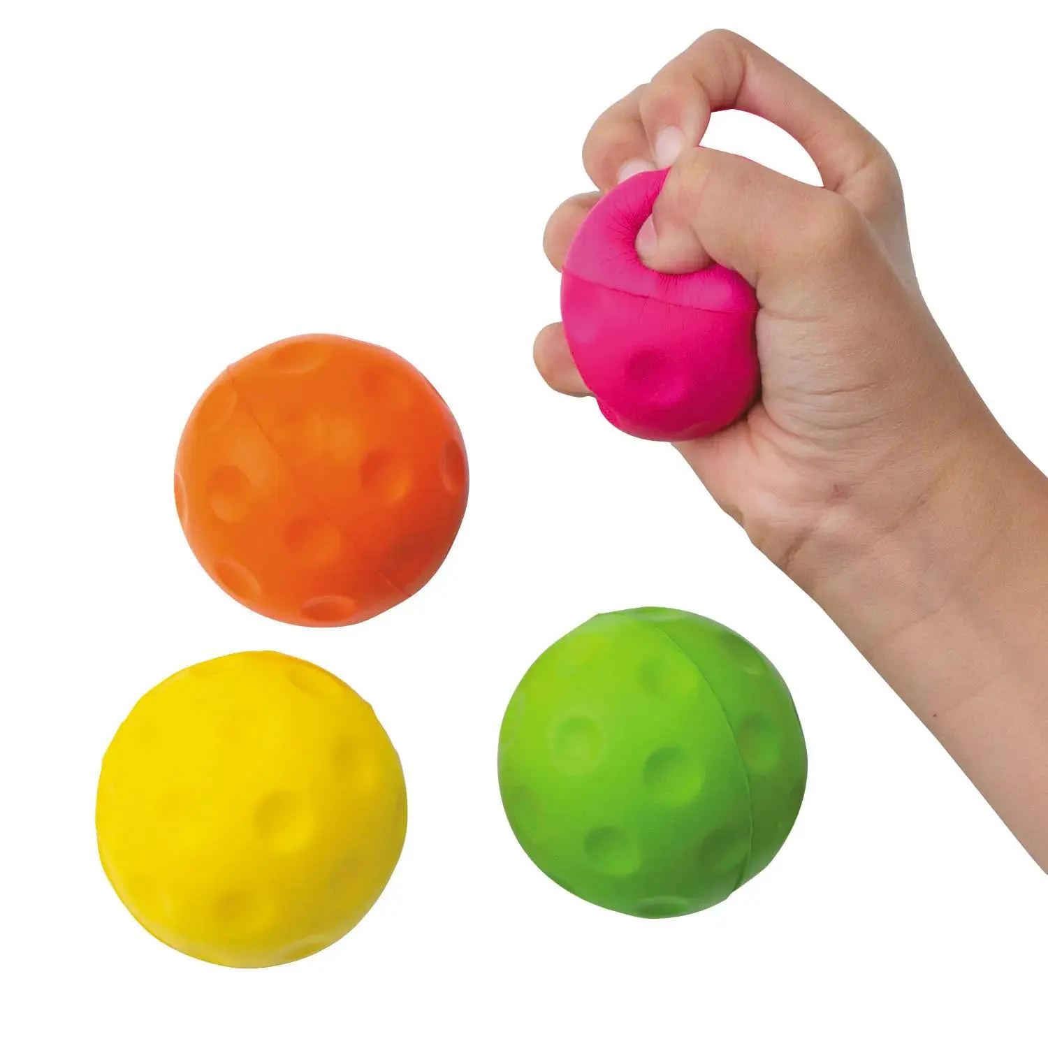 2 1/4" diam. Bright Color Wiffle Ball Foam Stress Balls - 12 Pc., Bulk Stress Balls, Decompression Sensory Fidget