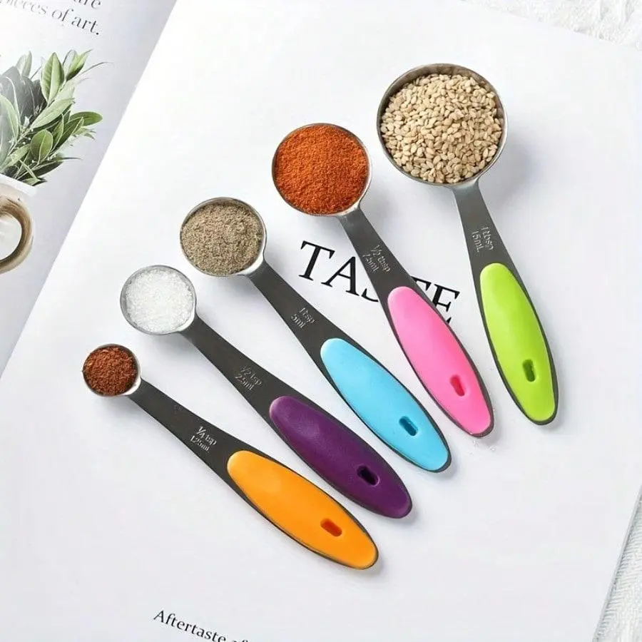 5Pcs Colorful Measuring Spoons Set for Cooking and Baking - 5-Piece Set with Vibrant Handles for Easy Identification