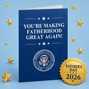 Funny Presidential Sound Greeting Card for Dad, 25-Second President Voice, 5x7 Father’s Day Gift from Kids (Daughter, Son, Wife)