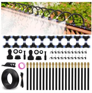 Drip Irrigation System 66 FT with 20 Nozzles, 360° Adjustable Bendable Garden Watering Misting System for Greenhouse, Yard, Lawn, Plant, Garden, 0.3 inch Hose