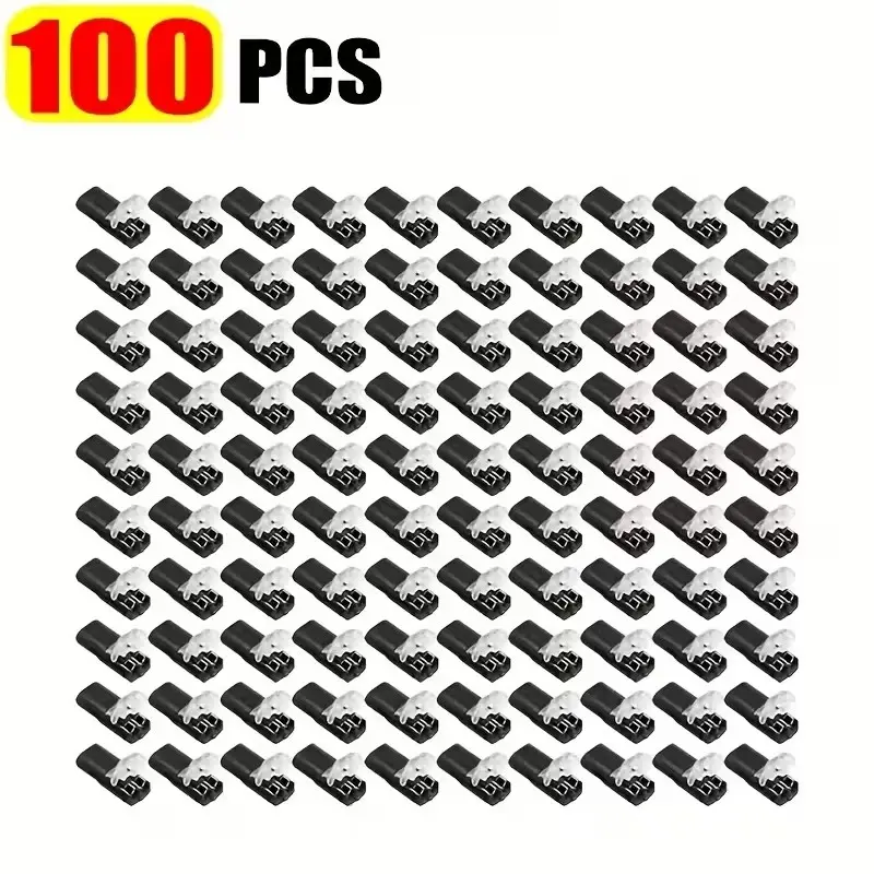 100 Dual-Line Plug-In Connectors, Detachable 2-Pin 2-Way Led Light Strip Connectors, Low-Voltage Wire Connectors with Locks, Quick-Connect Plugs, LED Strip Connectors, Easy Installation, Wire Terminal Connectors