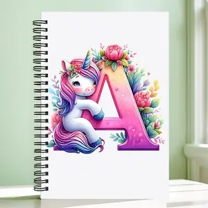 Cute Unicorn Letter Spiral Notebook - 14x21 cm, high-quality college-ruled paper, suitable for school, office, or as a gift for friends, family, teachers, and students