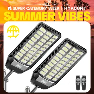 HYKOONT Solar Outdoor Street Lights Dusk to Dawn Auto Lighting up 6500K IP66 Waterproof 3-year-warranty Solar Security Light with Motion Sensor for Outdoor Garden Street Yard Fall Porch Decor summergarden