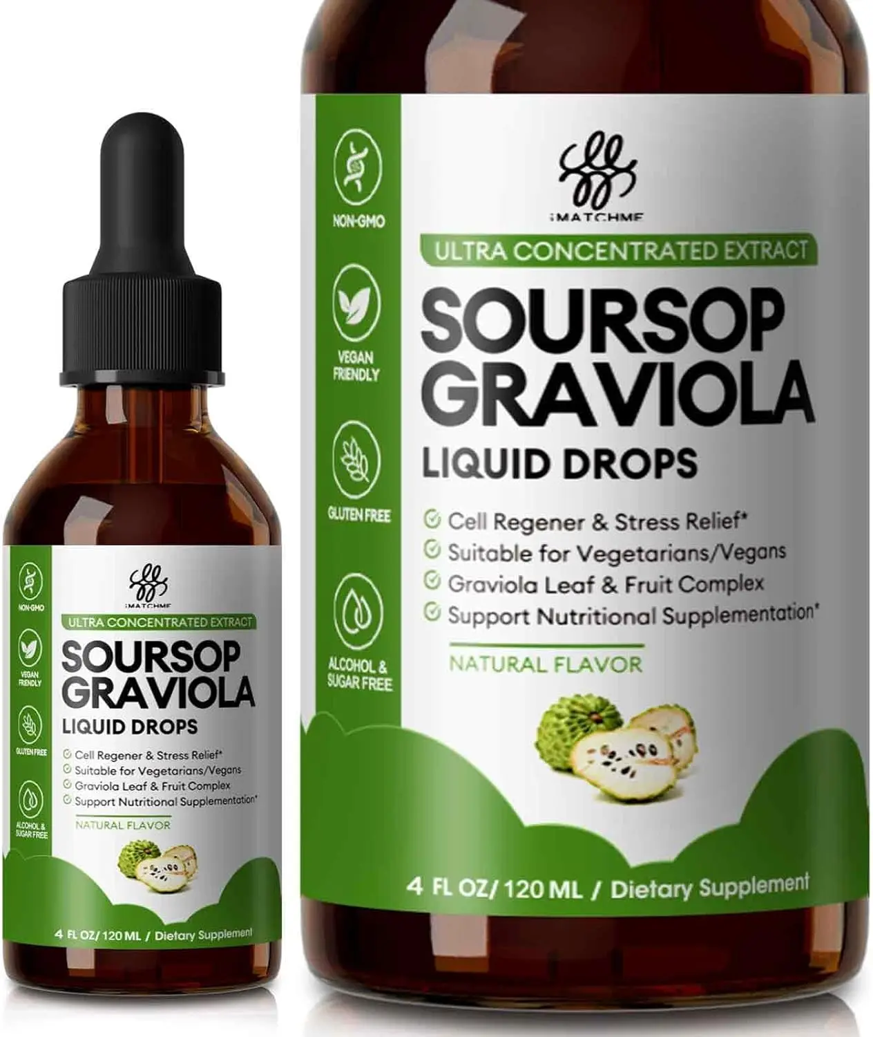Soursop Graviola Liquid Drop for Cell Support & Regeneration, Immune System and Gut Health Support, Pure Soursop Bitters Liquid, High Absorption, Sugar/Gluten Free, Natural Flavor, 4 Fl Oz