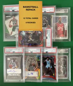 NBA Basketball REPACK - 15 Cards - 6 Rookies - Possible Autographs & Memorabilia - Sports Collectibles