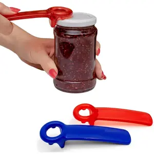 Jar Opener for Seniors with , Plastic Jar Lid Opener for Weak Hands, Jar Opener Tool 5.5 inch - Blue & Red