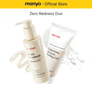 [manyo] Zero Redness Duo (Galactomy Enzyme Peeling Gel 75ml + Pure Soybean Cleansing Milk 200ml) 2-Step Gentle Double Cleansing Set for Face, Dead Skin & Impurity Remover, Korean Skin Care