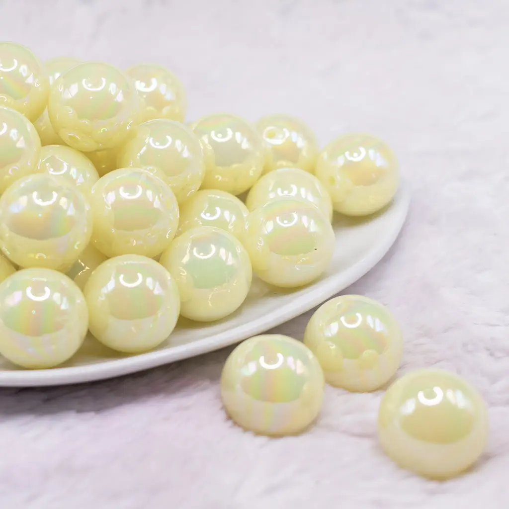 20mm Yellow Jelly AB Acrylic Chunky Bubblegum Beads