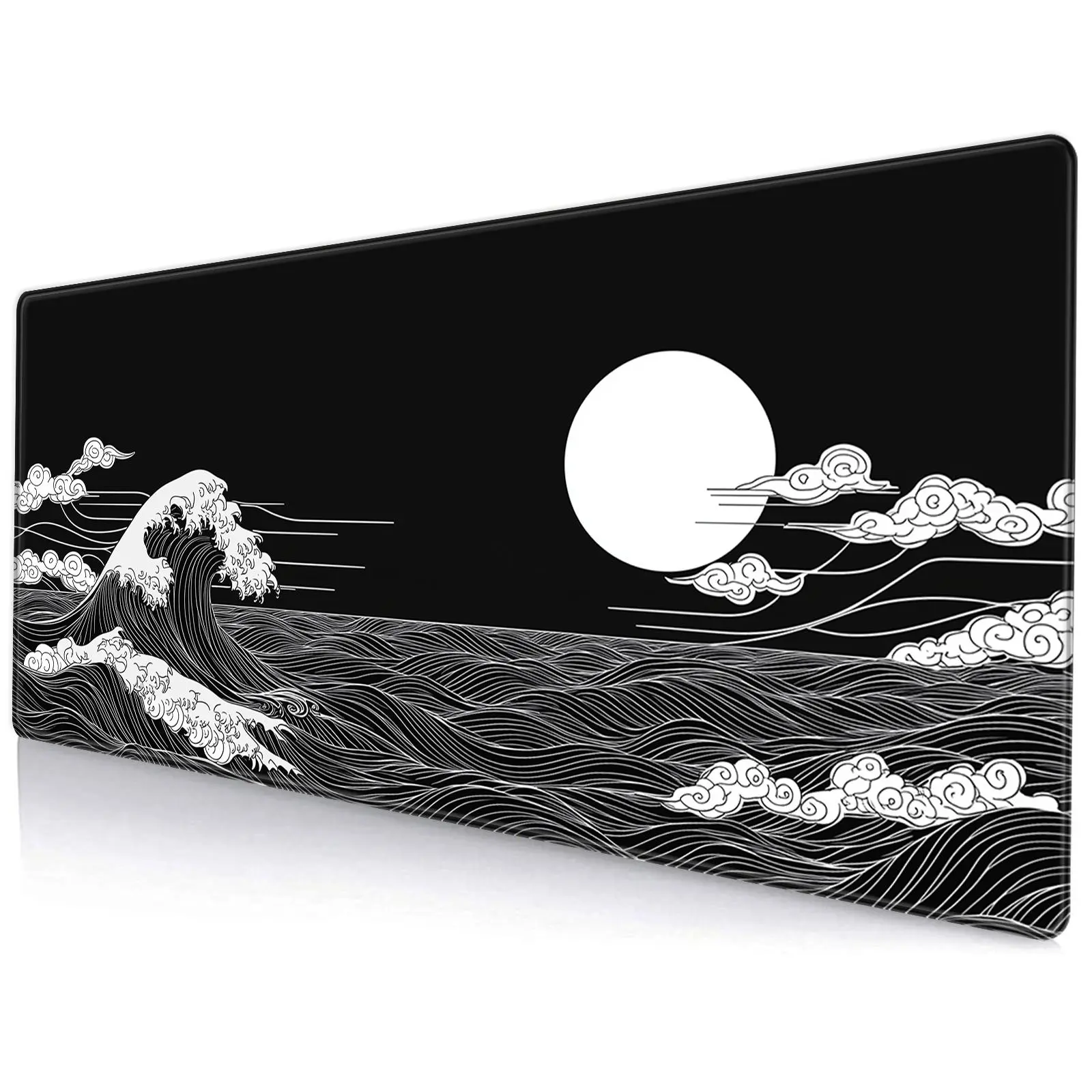 Sea Wave Pattern Mouse Pad, Large Anime Mousepad, Extended Mouse Mat, Thick Non-slip Rubber Base Big Desk Pad, Computer Desk Mat for Office, Aesthetic Office Supplies, Corporate Work Desk Accessories