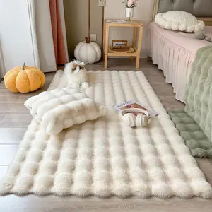 Cream wind imitation rabbit plush carpet: thickened bubble plush design, non-slip bottom safety care, multi-functional suitable for bedside, bay window and living room area, Fluffy Area Rug, Soft Rug