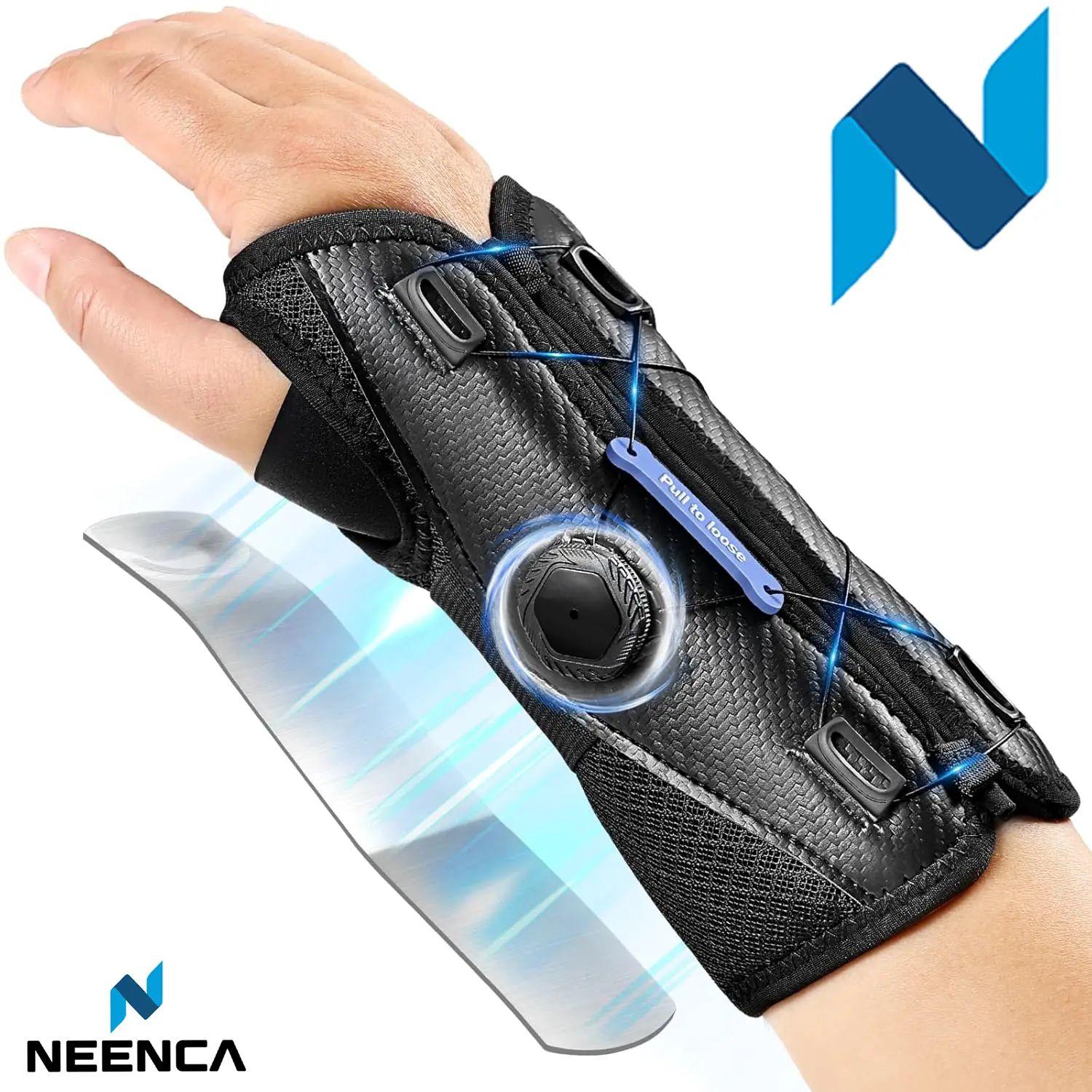 NEENCA Wrist Wrap for Men and Women, Customizable 1-Piece Brace with Adjustable Knob, Breathable Support for Tendonitis Pain Relief, Adjustable Corrector Sleeve, All Seasons, Sweatwicking Wear, Reinforced Rope, One-Piece