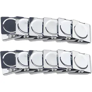 Metal Clip 1.2"-12 Pack Refrigerator Whiteboard Wall Magnetic Memo Metal Clip (1.2") Set Stainless Steel
