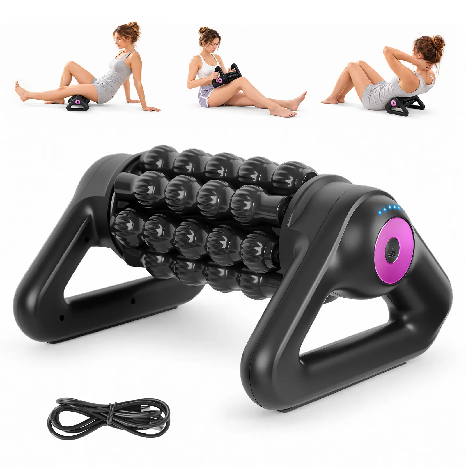 Adjustable 5-Speed Electric Massage Roller, Durable Lightweight Rechargeable Cordless Handheld Deep Tissue Tool for Daily Use, Ideal Gift for Legs, Back, Neck