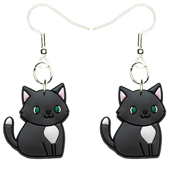 Kitty Cat Earrings Hypoallergenic Silver Plated Fishhooks Yazzle Dazzle Meow Purr Siamese Tabby Calico Fur Furry Whiskers Kitten