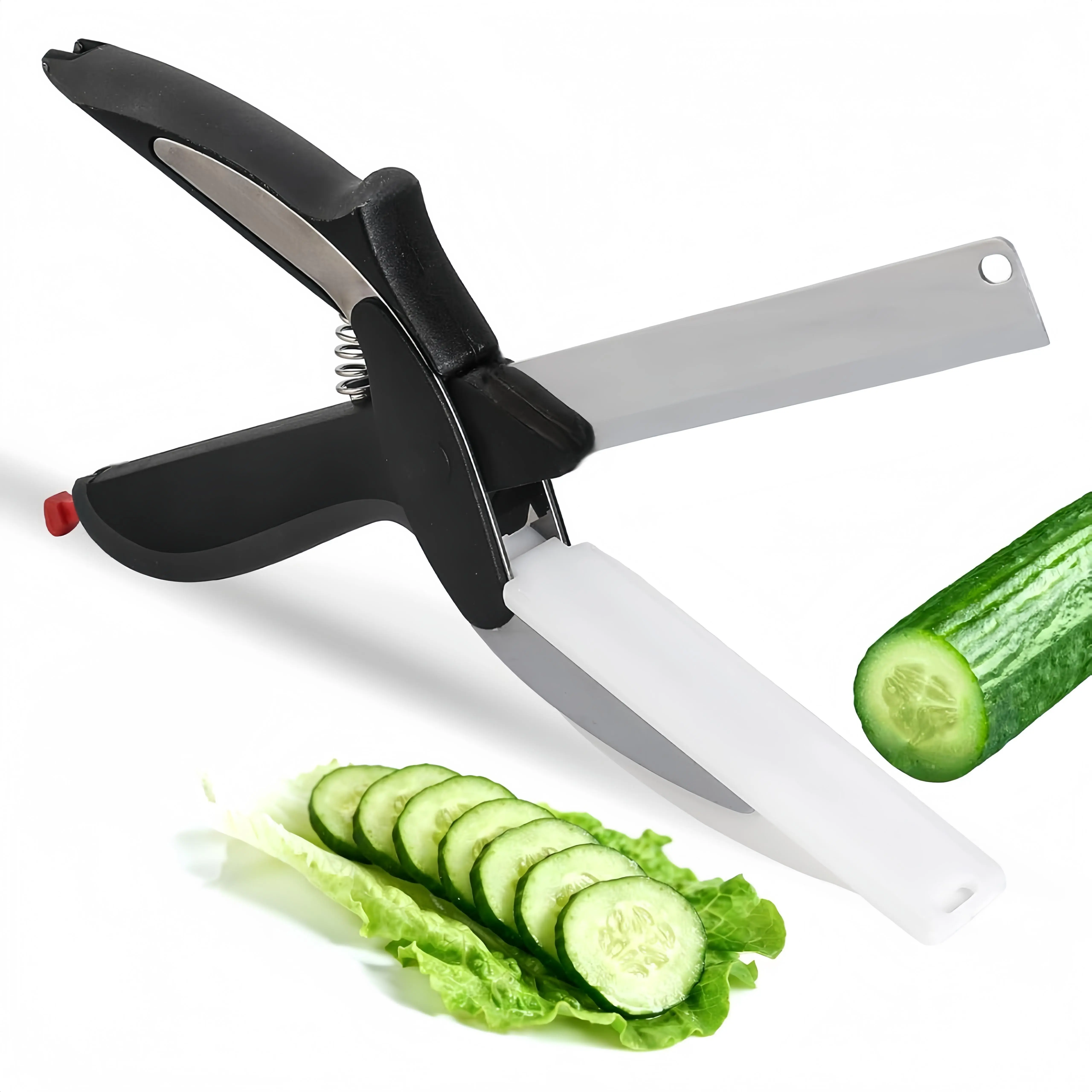 2-in-1 Multifunctional Stainless Steel Kitchen Scissors with Sharp Blade, Plastic Cutting Board & Safety Lock, Food Cutter Shears for Home Cooking Use