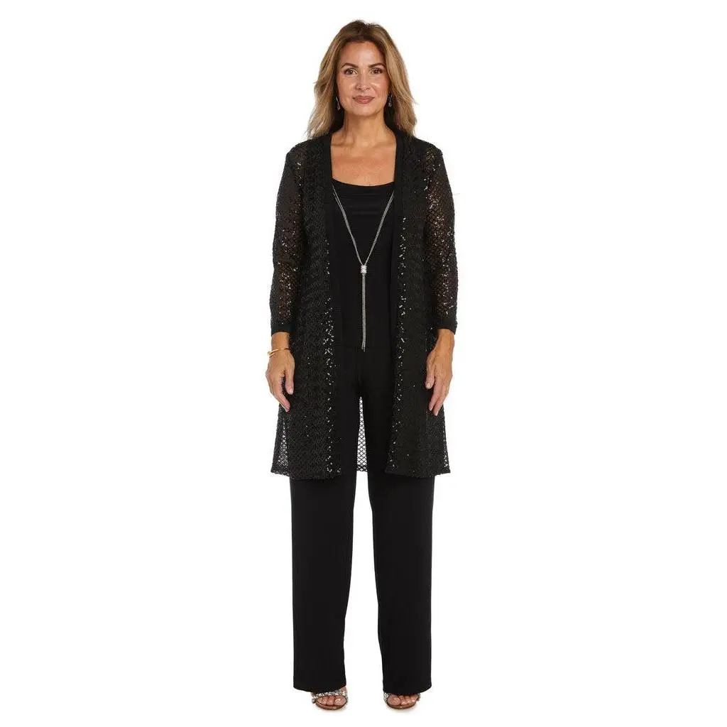 R&M Richards 2450 Formal Sequin Jacket Pant Suit Set